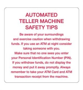 ATM Safety Tips Decal