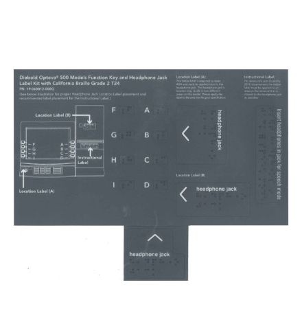 Diebold Opteva 500/500e Function Key & Headphone Jack Braille Label Kit - 2010 ADA Compliant