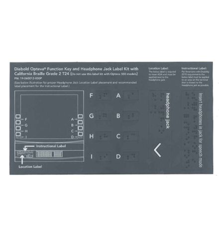 Diebold Opteva Function Key & Headphone Jack Braille Label Kit - 2010 ADA Compliant
